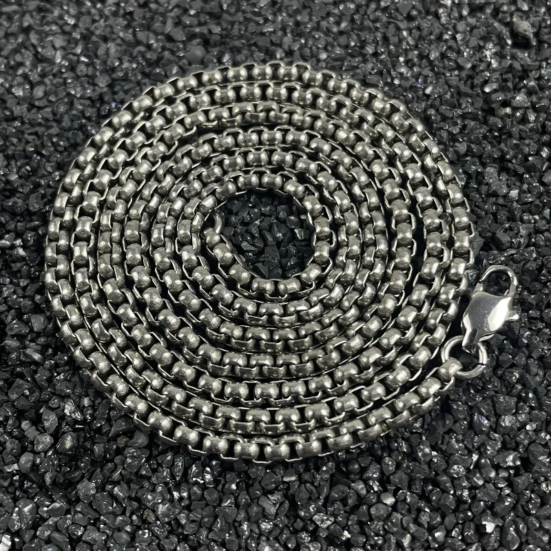 New Pure Titanium Square Box Style Necklace – Anti Allergy & Lightweight Accessories Match Fashionable Classic Style Unisex