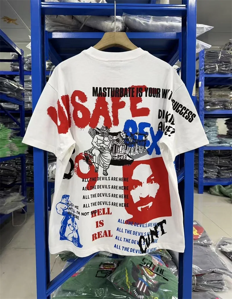 White Marilyn Manson Jesus Print T-Shirts Men Women Best Quality Mexican Pirated AOP Satanic Oversized T Shirt