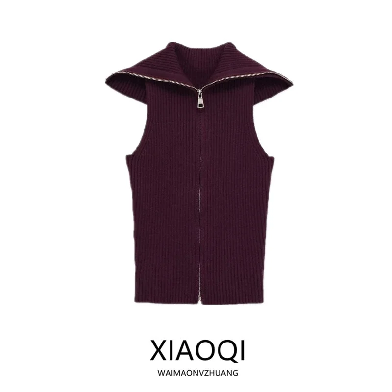 

Women's Knitted Zipper Ribbed Vest Top New Arrival Autumn 2025 Faion Commute Sle Winter Collection 6779