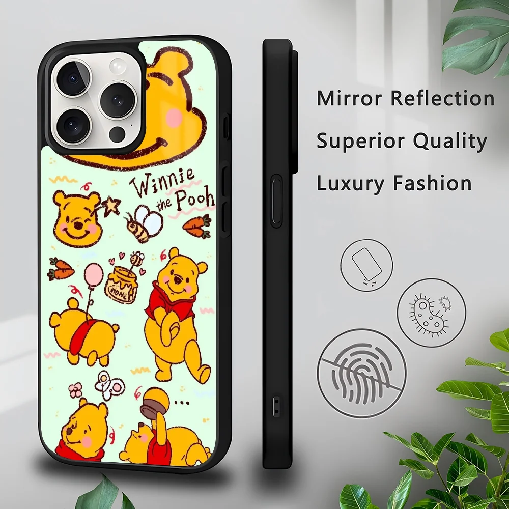 P-Pooh B-Bear Cartoon Anime Phone Case Strong Magnetic For IPhone 16 15 14 13 Pro Max 11 12 Mini Alex Mirror For Magsafe Wirel