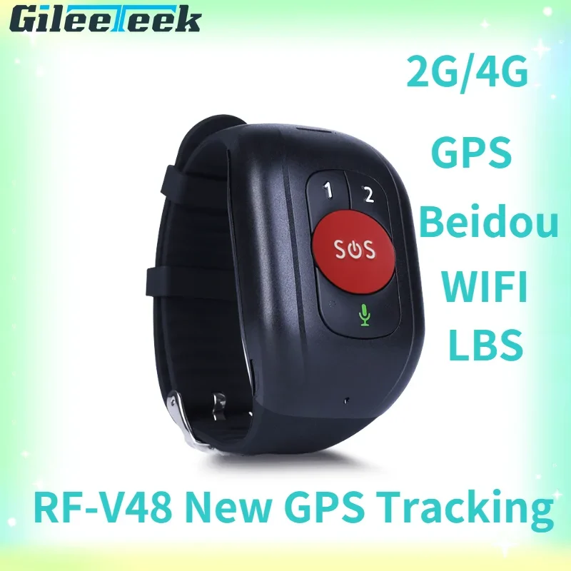 RF-V48 New Smart Traker GPS Tracking Only Supports 2G and 4G GPS Tracking Device SOS Button Wristband Bracelet Emergency Alarm