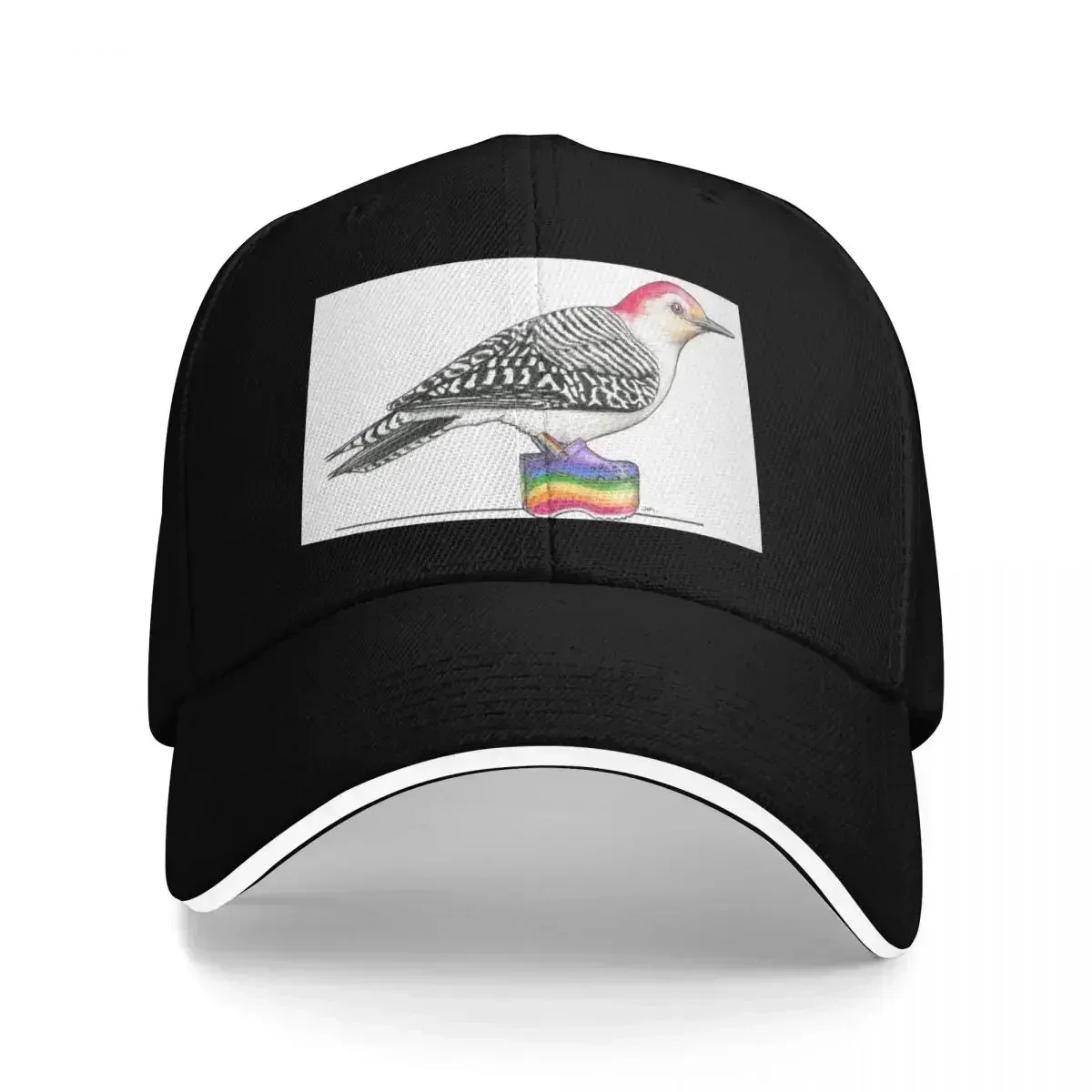 Red-bellied Woodpecker In Rainbow Platform Crocs Baseball Cap Hiking Hat Custom Cap Mens Hats Women's