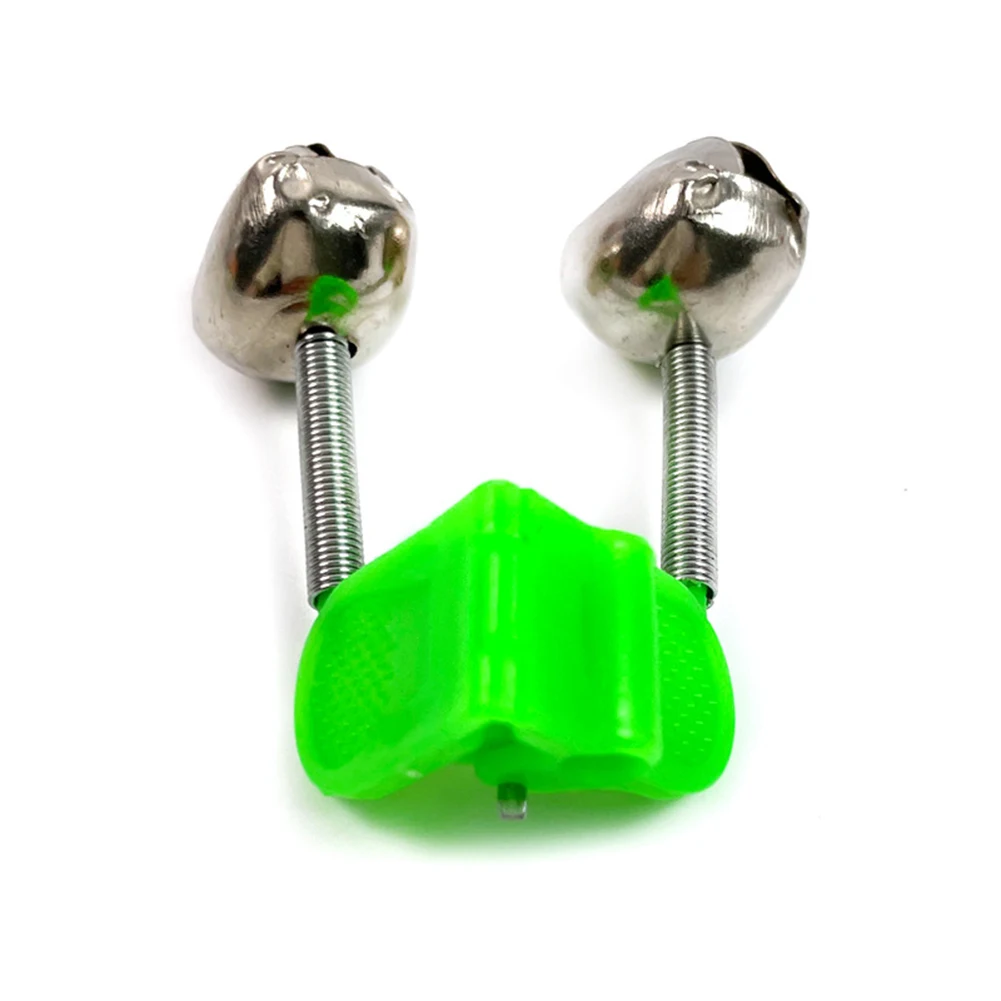 1pc Fising Bells Sea Course Fising Night Rod Tip Twin Bell Bile Alarm Green ABS Fishing Dual Alarm Bells Tip Clips Accessories