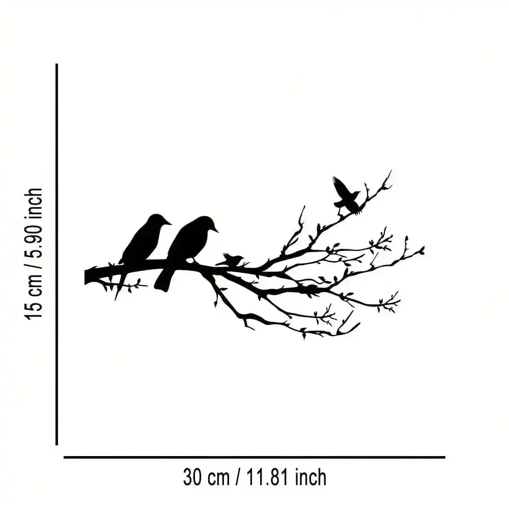 Metal Birds Wall Art, Abstract Branch Metal Sculpture for Home Office Patio, Rustic Halloween Christmas Gift