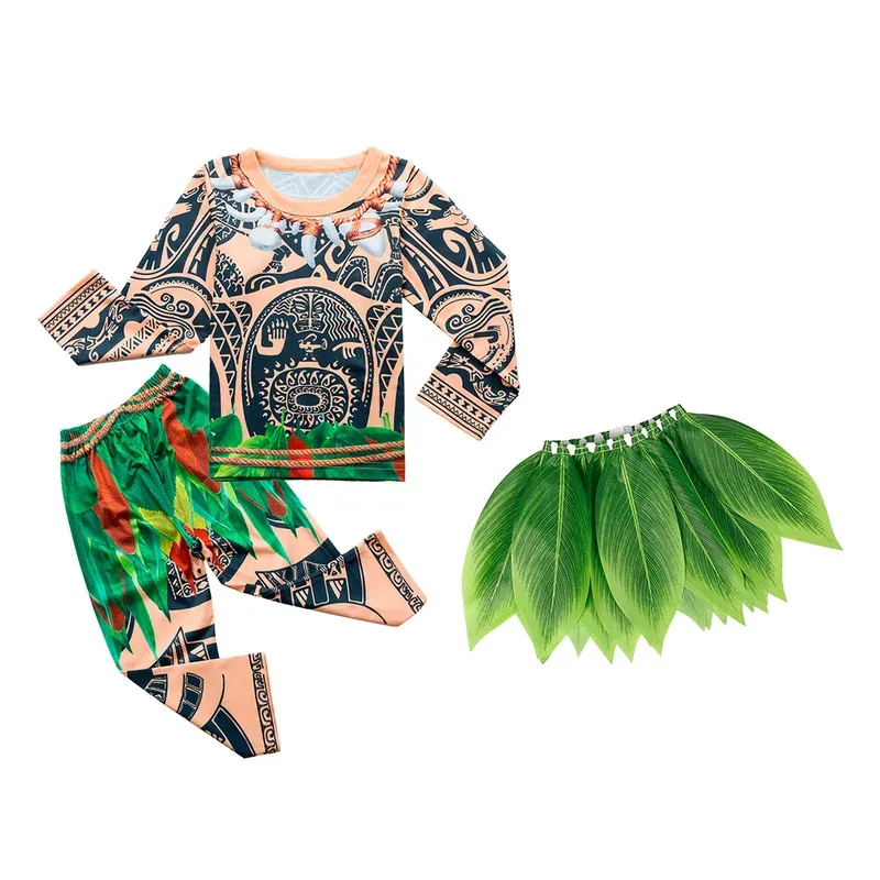 

Kids Halloween Maui Tattoo Costume Party Cosplay Pacific Princess Dress Anime Cartoon Role Play Outfits