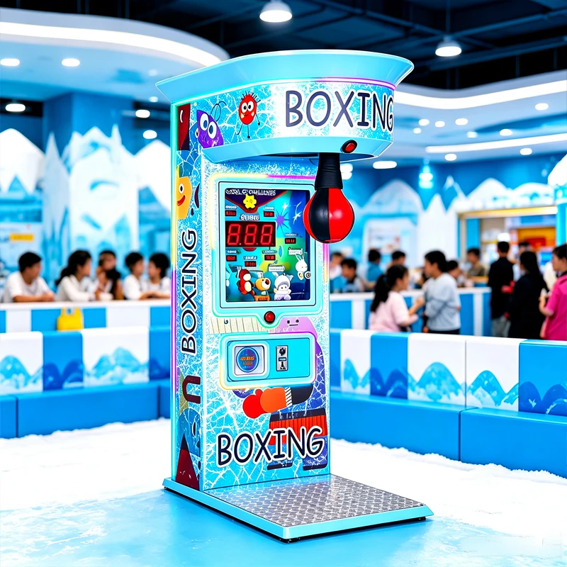 Coin Operated Boxing Punch Machine Strength Test Arcade Game For Indoor Snow Park Customized