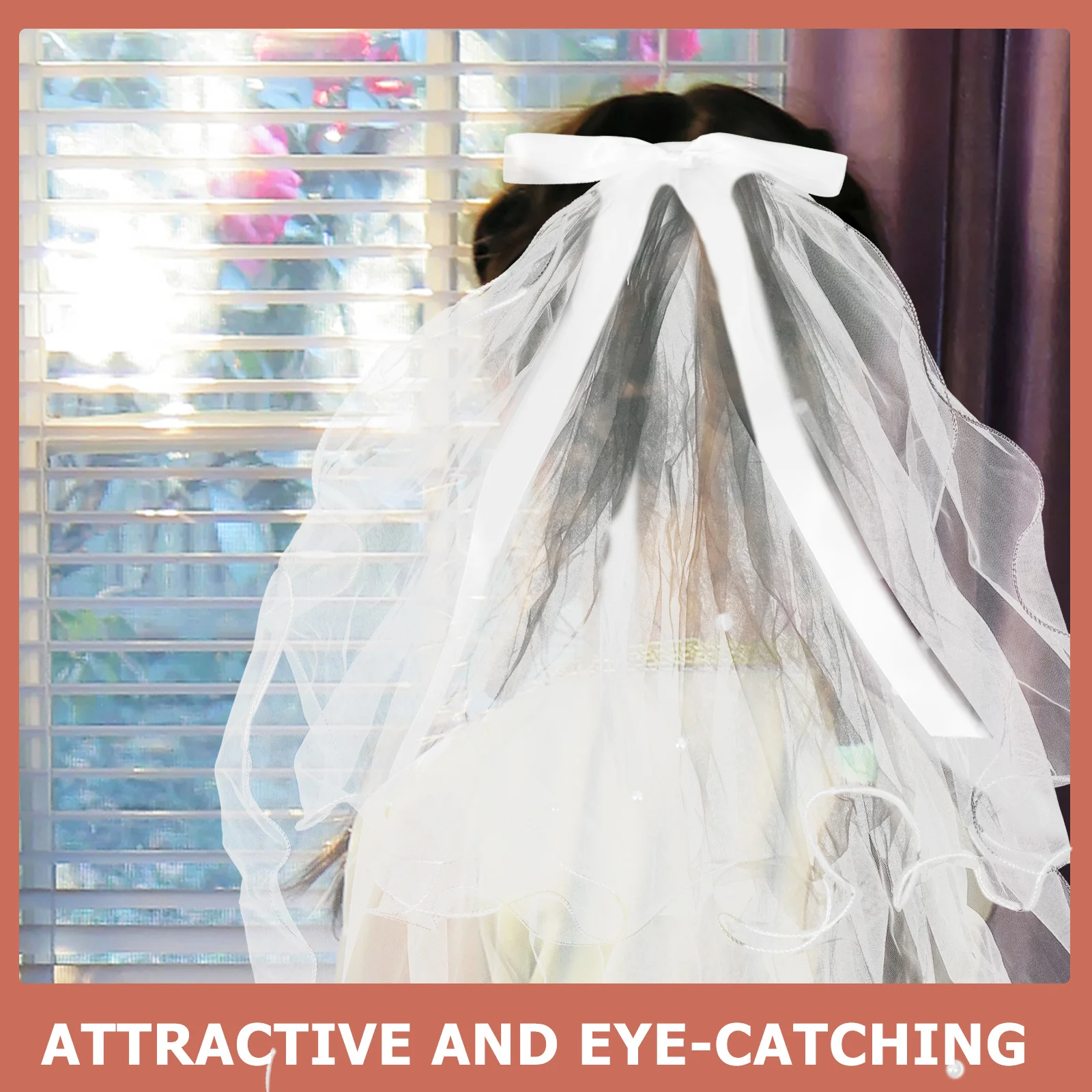 

Children Girl Lace Ivory Wedding Veil Two Layers Silky Satin Elegant Tulle Veil for First Communion Baptism Flower Girl