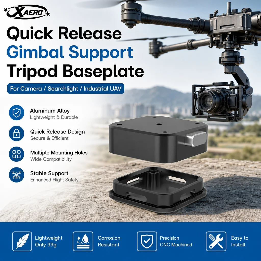 XAERO Quick Release Aluminum Gimbal Support Tripod Baseplate for Camera Searchlight Industrial UAV