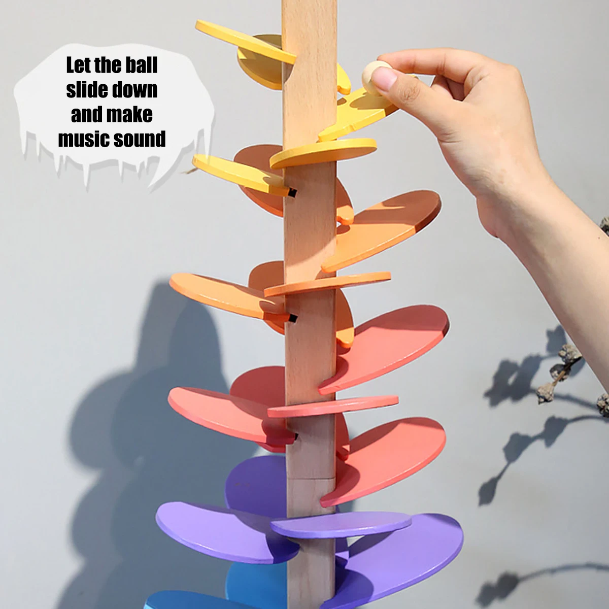 

High Quality Rainbow Trees Wooden Petals Assembly and Marble Run Balls Tracking Kids Educational Toys