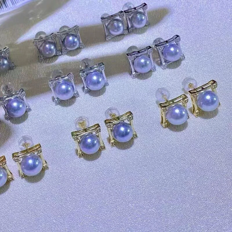 Square 925 Sterling Silver Earrings Base Mounts Findings Mountings Settings Parts Fittings for Pearls Beads Stones 3 Pairs/Lot