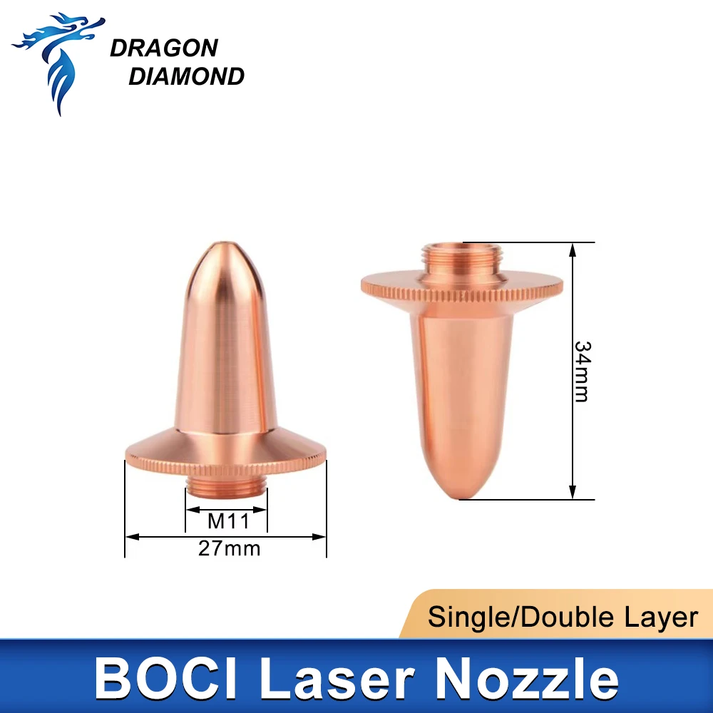 BOCI Laser Nozzle M11 Fiber Laser D27 H34 Laser Cutting Nozzles for Fiber laser cutting machine heads Copper Nozzle