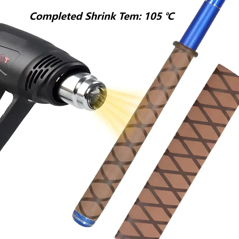 Brown Dia 25/28/30/35/40mm Non-slip Heat Shrink Wrap Tube Fishing Rod DIY Handle Insulation Waterproof Racket Handle Grip 1m/pcs