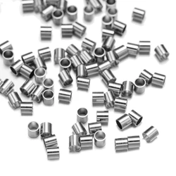 100pcs Tiny Stainless Steel Column Tube Spacer Beads Crimping Tube Beads for Earring Necklace Bracelet DIY Jewelry Making Supply