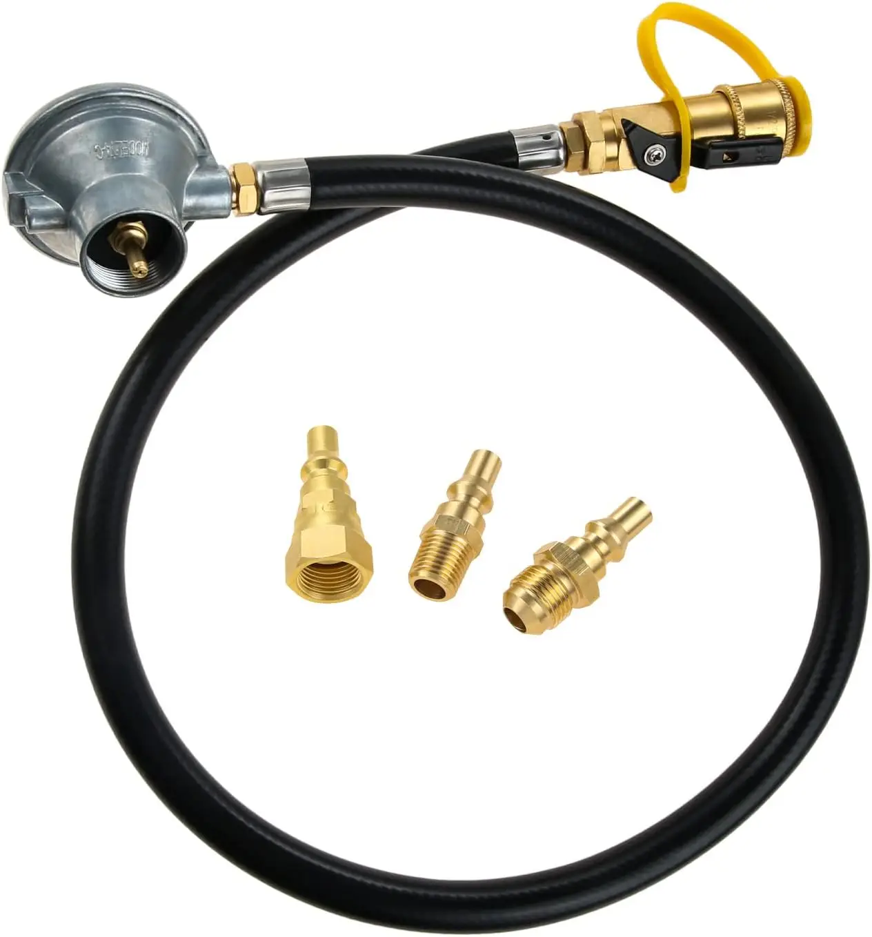 

Low Pressure 1LB Propane Tank Gas Regulator Valve with 1/4" Quick Connect Shut Off Valve for Camper Grill Heater Fireplace