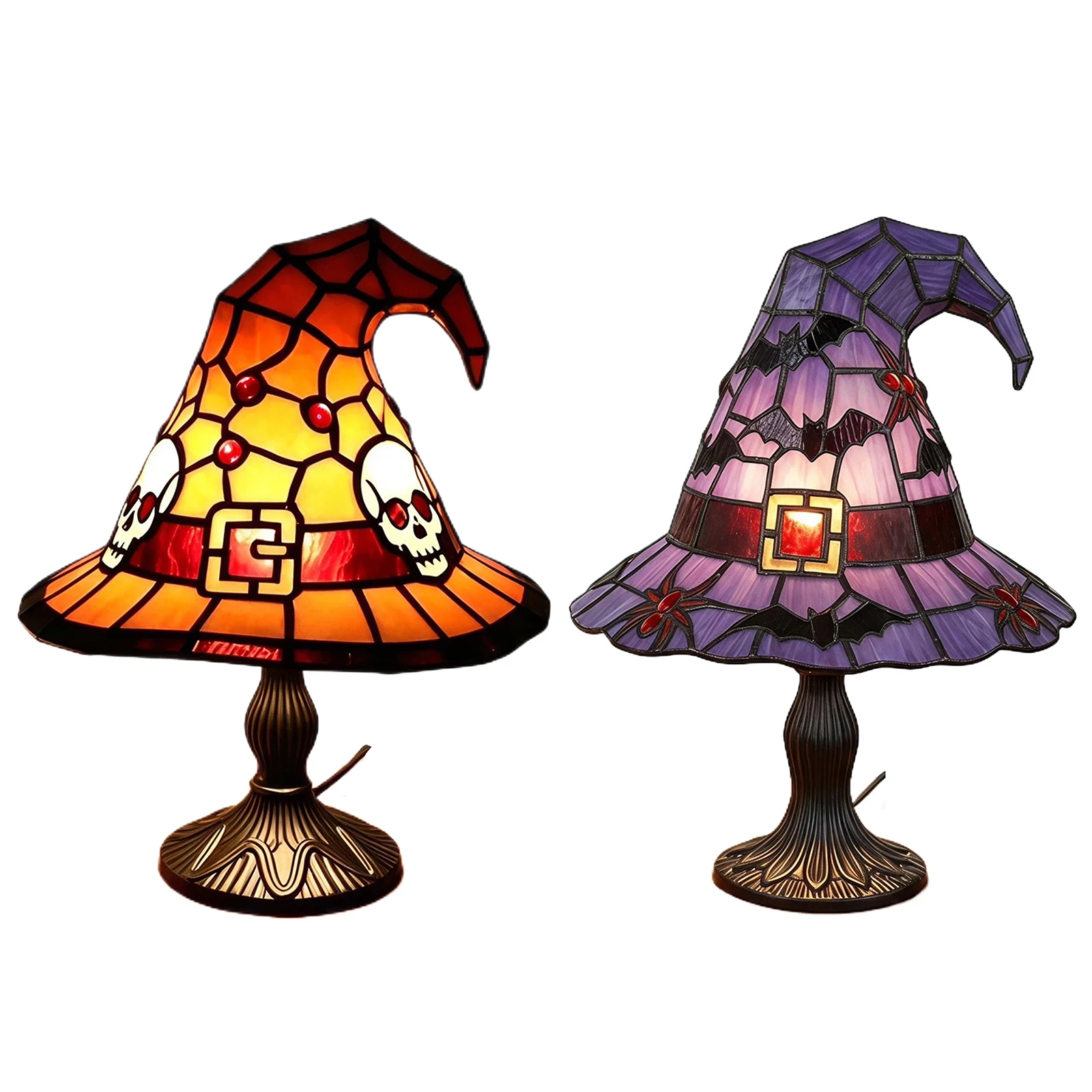 Witch Hat Light Ornament Halloween Gothic Wizard Hat Table Lamp Witch Hat Table Lamp for Living Room Home Bedroom Decoration