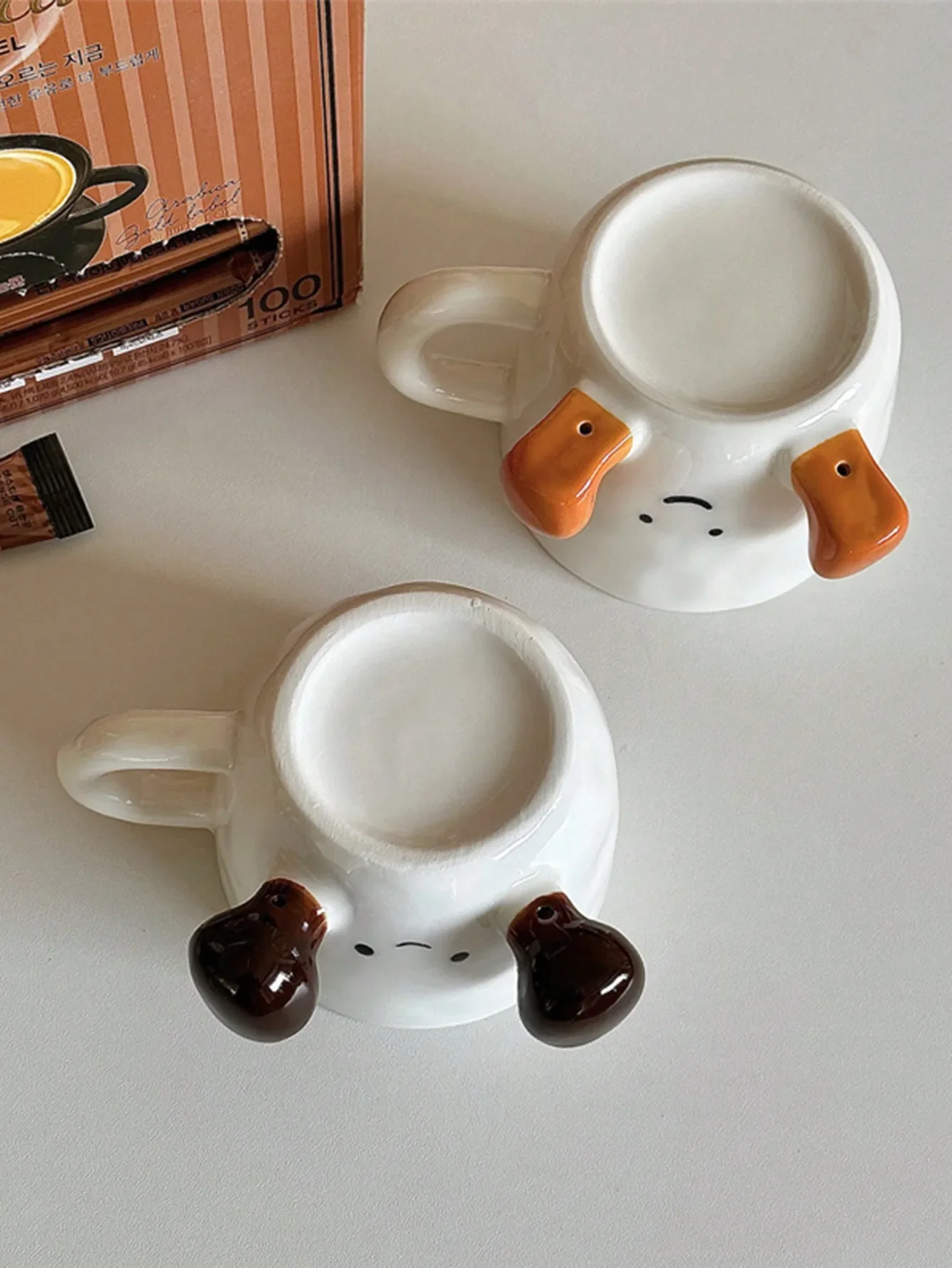 كوب قهوة سعيد الوجه مع مقبض كوب قهوة سيراميك وجه ساحر مع أقدام لطيفة أكواب مياه هدايا عيد الميلاد مكتب وديكور المنزل #4