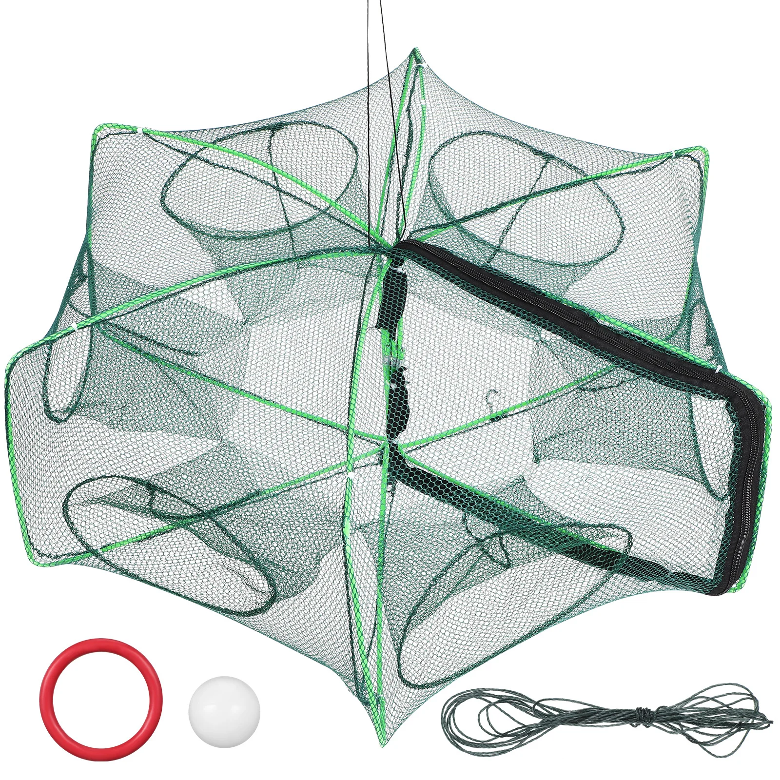 

6-Hole Foldable Fishing Net Nylon Mesh Portable Shrimp Crab Trap Ideal for Rivers Lakes Seaside Fishing Basket Net