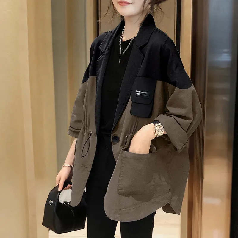 

Splicing Small Suit Jacket Women With Sense High-End Design Small Figure Fashionable Casual 2023 Spring Wear New European Goods