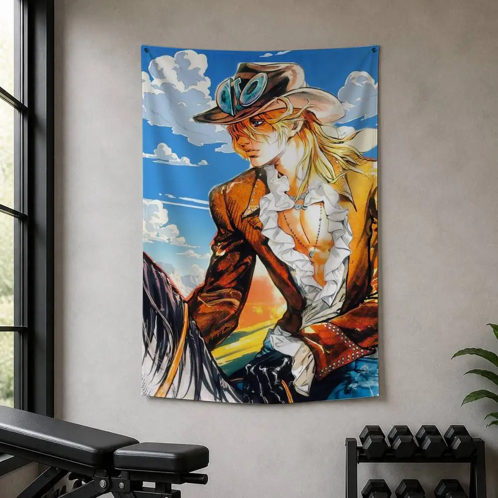 JoJo's B-Bizarre Adventure Steel Ball Run Decorative Wall Flag Banner for Home Garden Garage Indoor Outdoor Decor