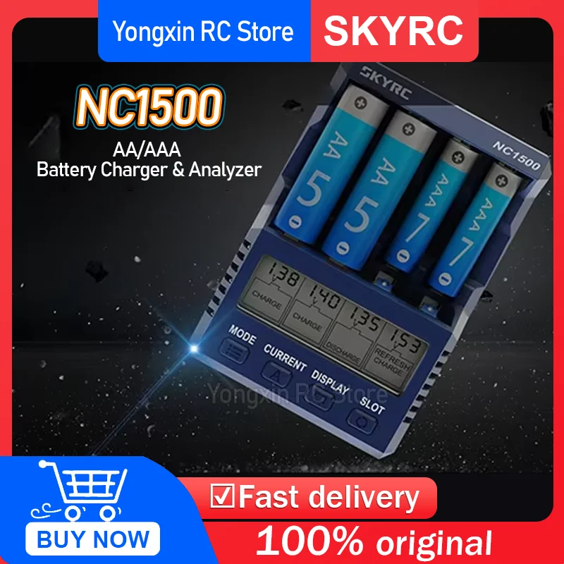 

SKYRC NC1500 5V/2.1A Battery Charger 4 Independent Slots LCD AA/AAA NiMH Charger Discharge Refresh Analyzer