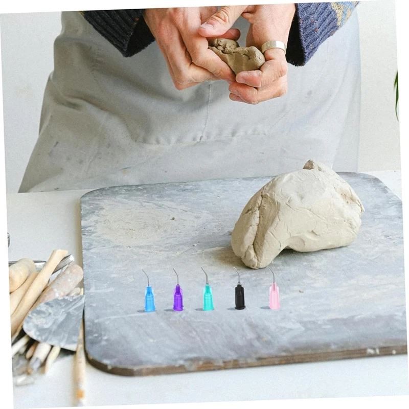 50 قطعة إبرة توزيع طرف منحني-أدوات توزيع لطلاء السيراميك وإبر الفخار لمشاريع الطين ذاتية الصنع-A27R #1