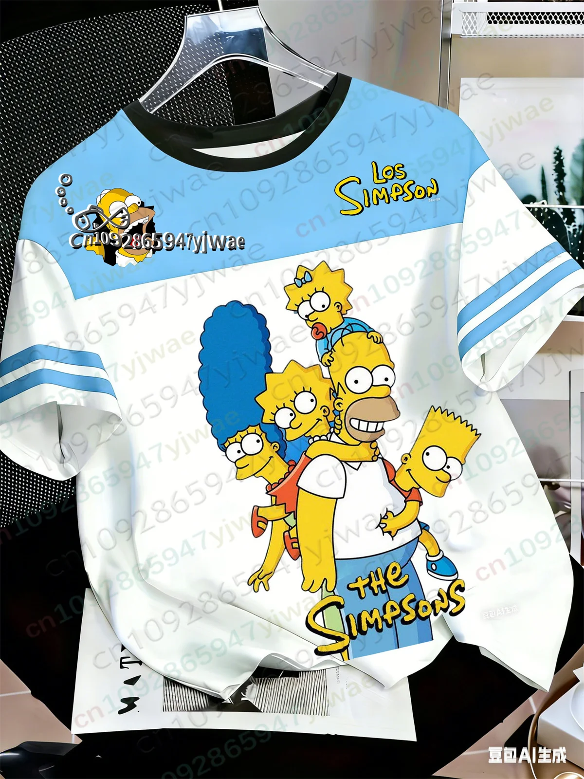 2026 The Simpsons Cartoon Graphic Printed Jersey Casual Streetwear Top Fashionable Y2k Tee Summer Men'S And Women'S T-Shirts image 3