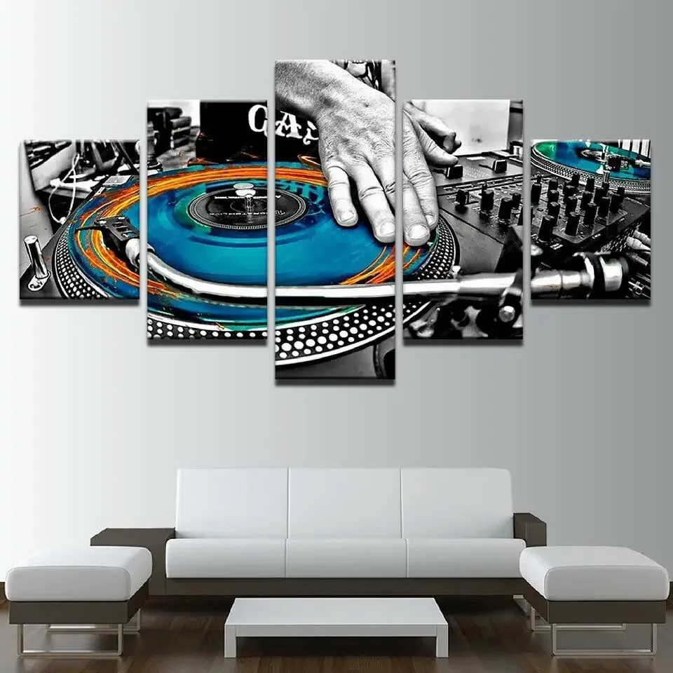 No Framed Music Mixer 5 Piece Wall Art Canvas Print Posters Oil Painting Living Room Home Decor Pictures