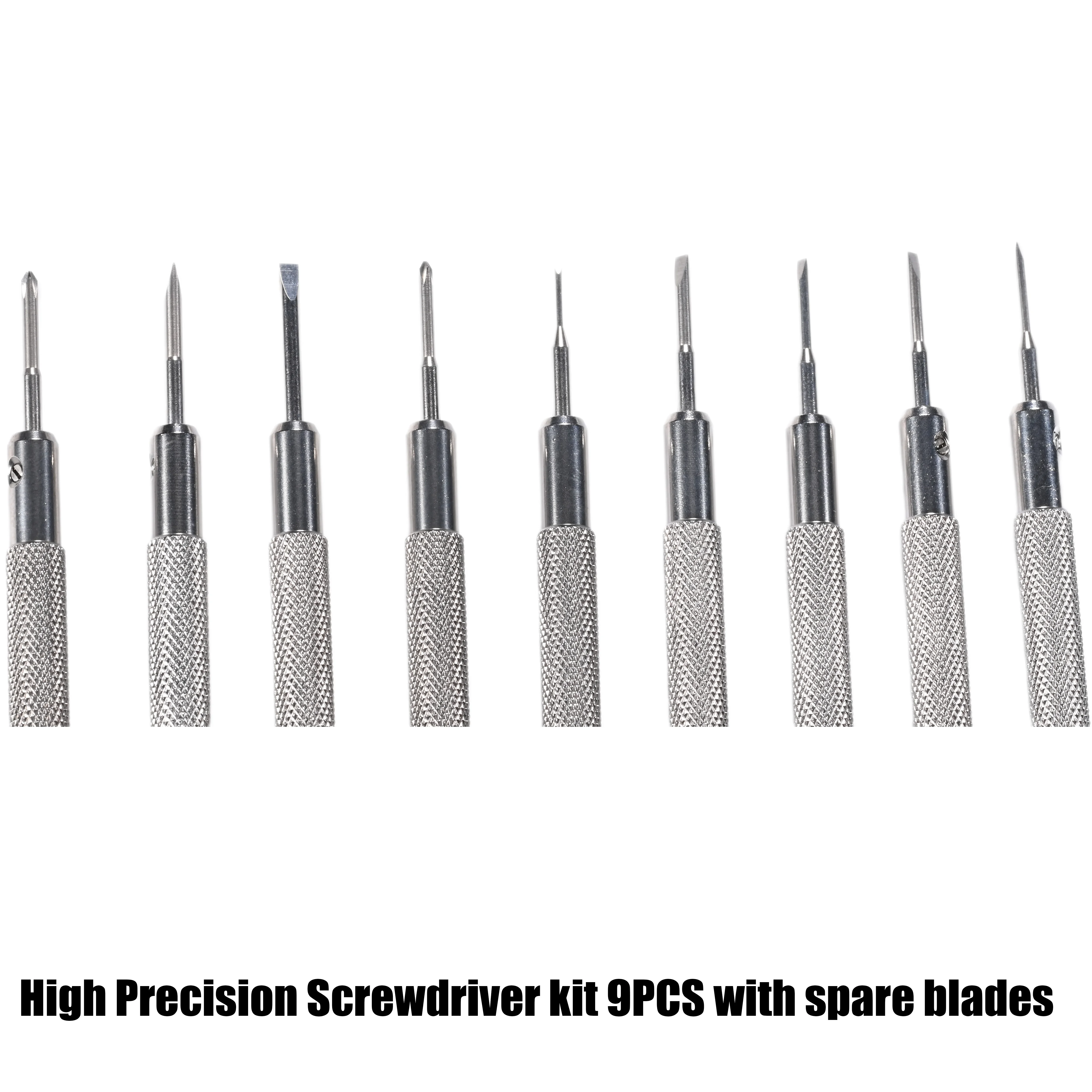 Set di cacciaviti di precisione in acciaio inossidabile 9 pezzi per strumenti per orologiai guarda gli strumenti di riparazione di Glassas