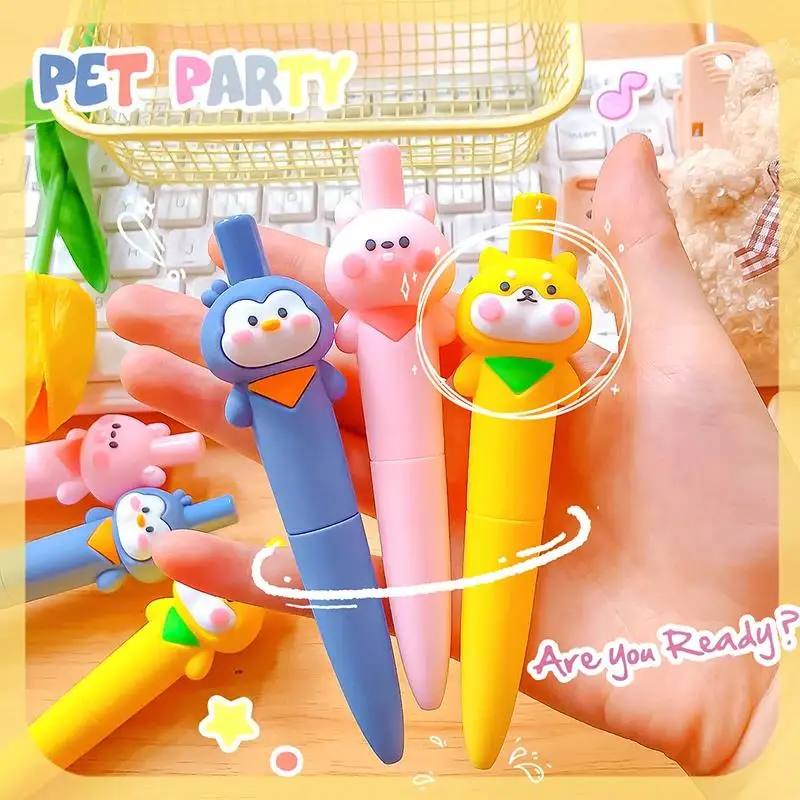 Kawaii Mini gel pen Pocket pen Cute Cute Animal Pocket gel Pen 0.5 black gel pen for student  Office supplies