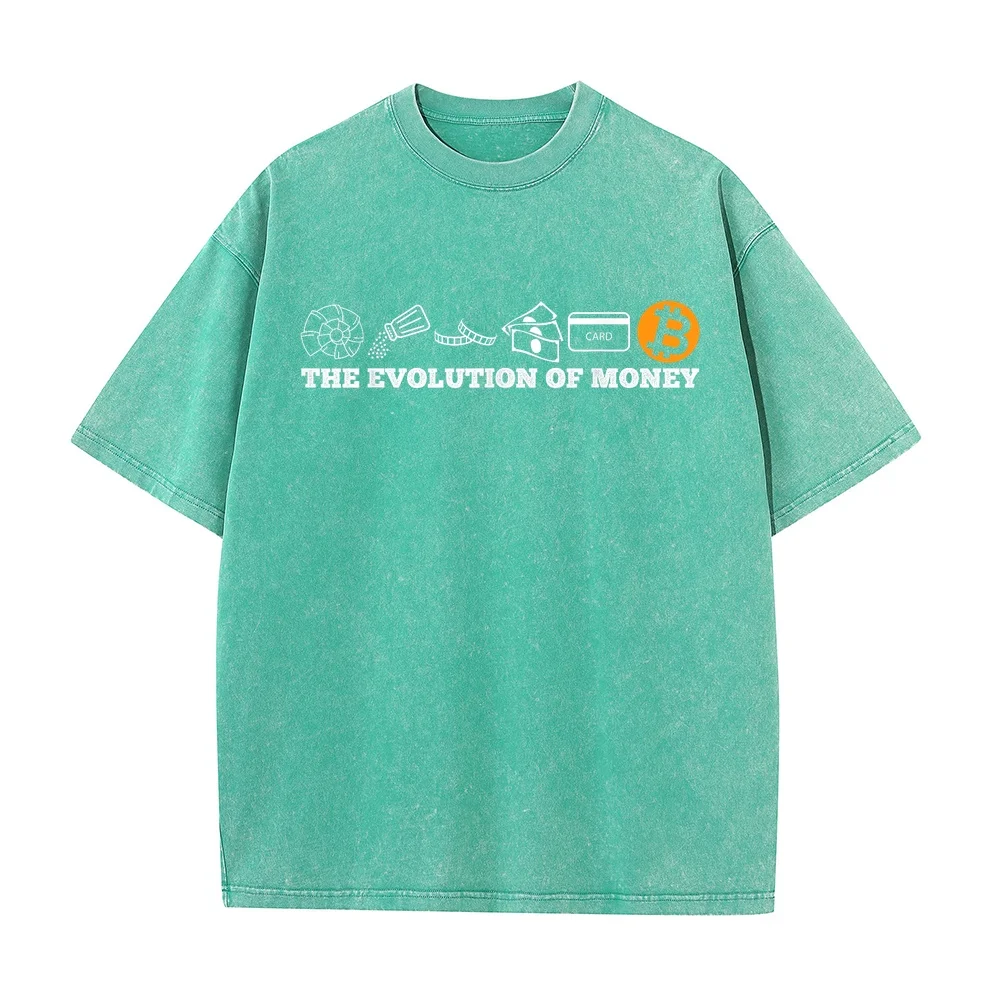 The evolution of money bitcoin btc crypto cryptocurrency T-Shirt Cotton Men's T-Shirts Korean Tops Street Wear Women Men Shirt