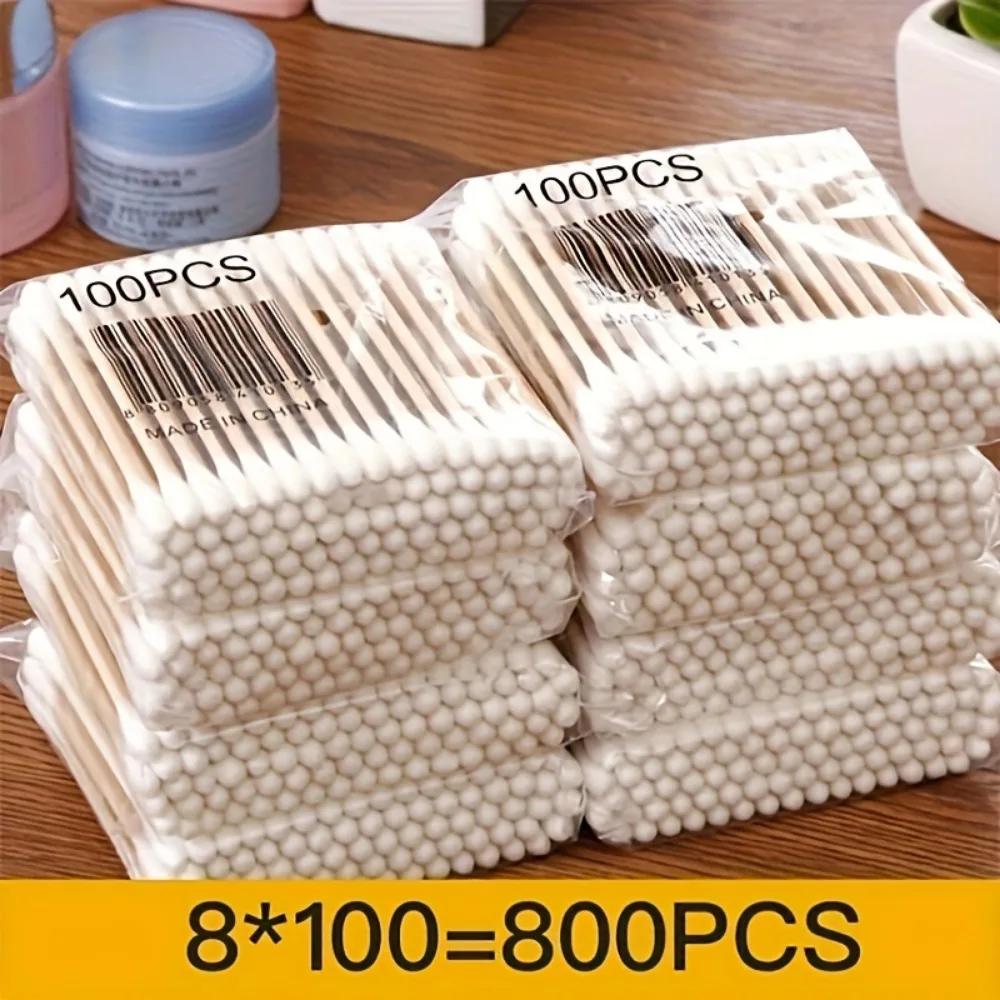 100/300/500 /800Pcs Bamboo Cotton Swabs Double Head Micro Sticks Baby Cotton Swabs Natural Material Cleaning Removing Tools