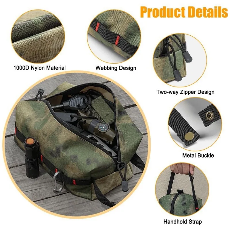 Sac tactique EDC 1000D, pochette de munitions militaire, sac de lavage de chasse, pochette de décharge, sac à main de rangement d'outils portables, utilitaire militaire Compatible