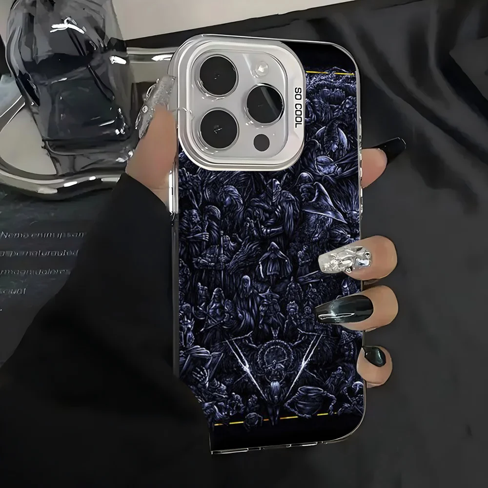 1 Stück E-Elden Ring_y Handyhülle IMD Farbe Silber Shell für IPhone 16 15 14 13 12 11 Pro Max Plus