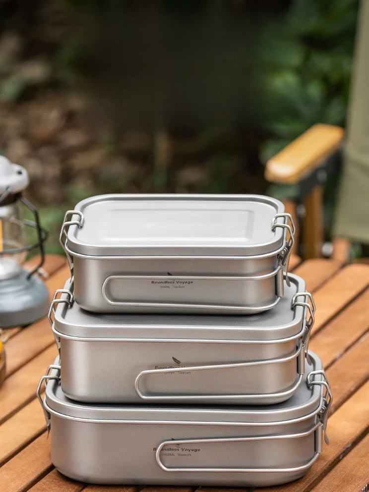 

Pure Titanium Outdoor Lunch Box Single Layer Camping Noodle Box Sealed Leakproof Large Capacity Bento Box Portable Instant No...