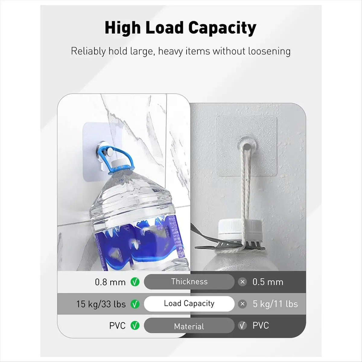 【ABKM】 Adhesive Picture Hooks 33 Lbs Load Heavy Duty Picture Hangers Without Nails Adhesive Wall Hooks for Hanging 30PCS
