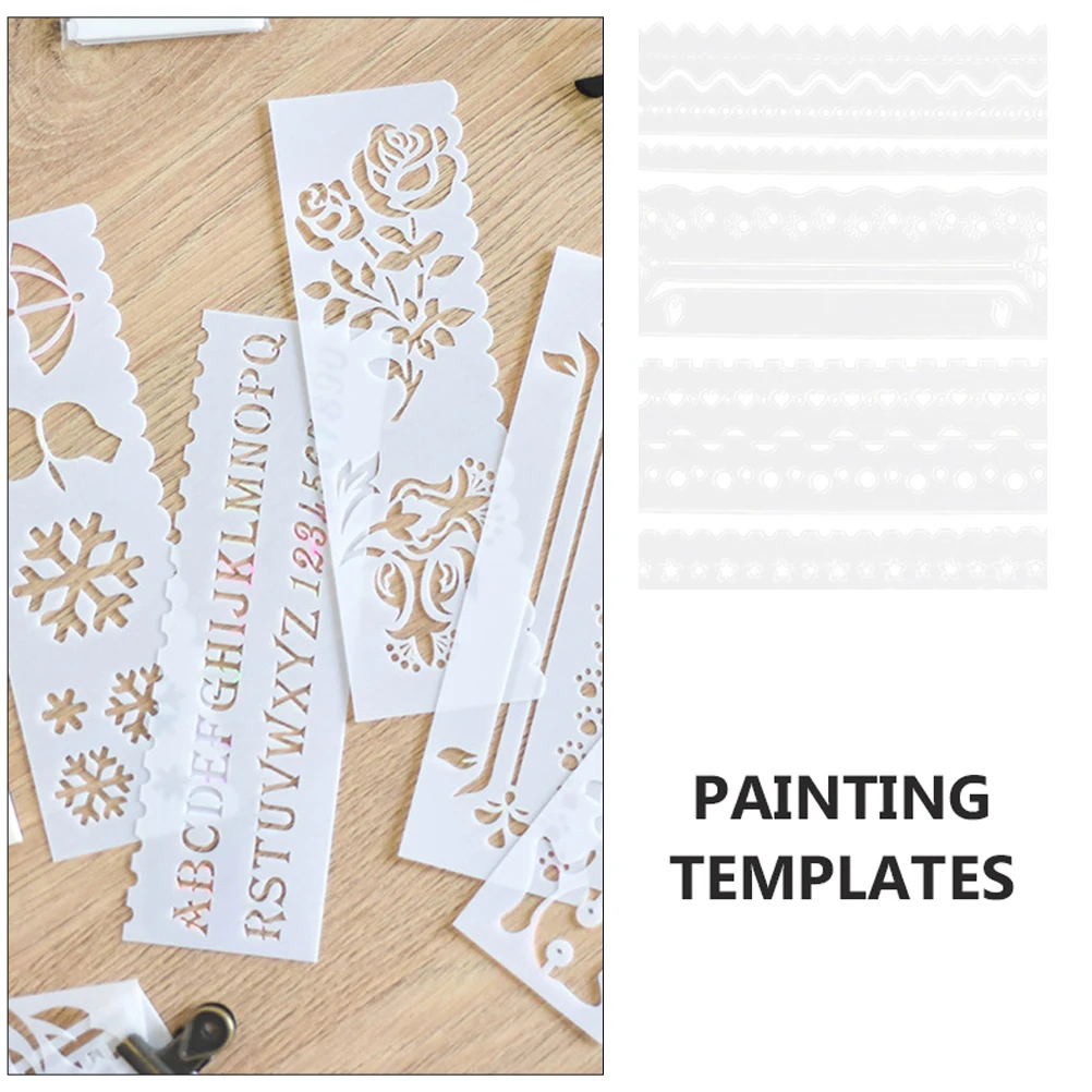 

3Sets Eco Plastic Hollow Painting Templates Multipurpose Drawing Stencils Scrapbooking Scrapcraft Wave Letter Number Reusable