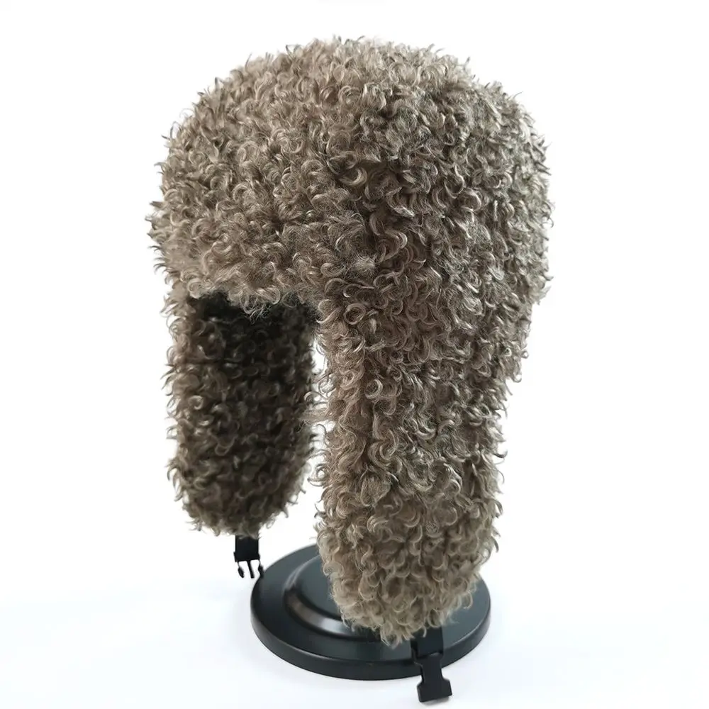 New Fluffy Trapper Hat Faux Lamb Wool Cute Style Faux Fur Hat Warm Soft Winter Ear Flap Hat Outdoor