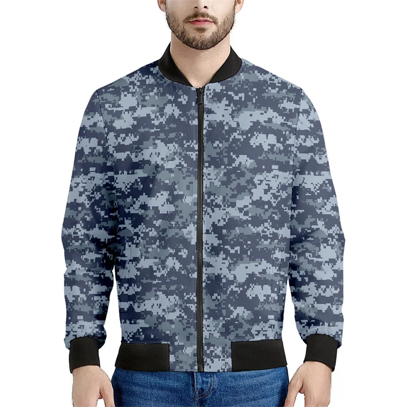 Mosaic Camouflage Pattern Jacket For Men Camo 3D Printed Long Sleeves Casual Sweatshirts Sports Zipper Jackets Coat Street Tops