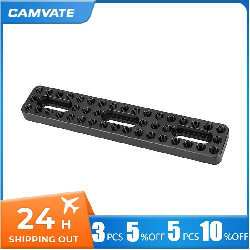 CAMVATE Camera Baseplate Extension Long Cheese Plate With Multiple 1/4\