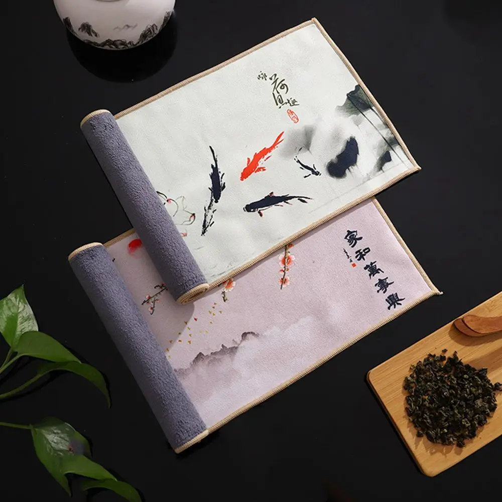 

Super Absorbent Chinese High-end Household Tea Set Accessories Table Cleaning Table Mats Tea Towel Tea Napkin Rag