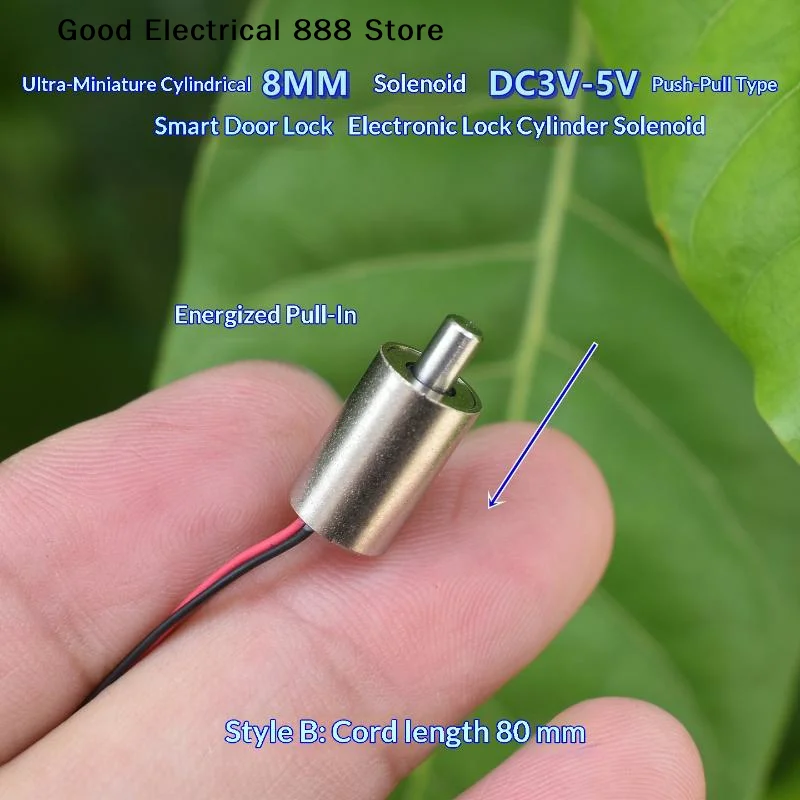 【G】DC 3V 3.7V 5V Mini Tiny 8MM Cylindrical Suction Type Push-Pull Linear Solenoid Electromagnet Cylinder DIY Fingerprint Lock