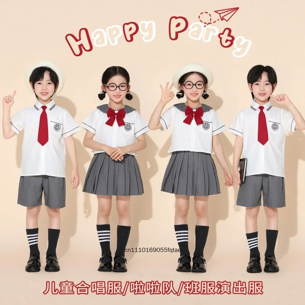 Kids School Uniform Set Primary Students Sports Day Class Outfit Choir Recital Costume Kindergarten Graduation Photography Wear
