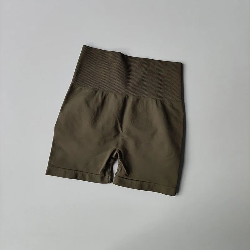 Pfirsichfarbene Fitness-Shorts für Damen, Sport-Shorts zur Po- und Hüftstraffung, Yoga-Shorts mit hoher Taille und hohem Bauchkomfort, hochelastische Leggings – Detail 11