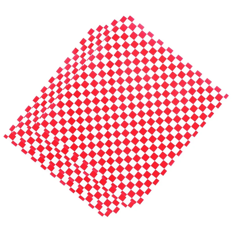 100 PCS checkered candy basket liner Food Wrap Papers, Fat Repellent, Sandwich Burger Packing, Red and White-A27I