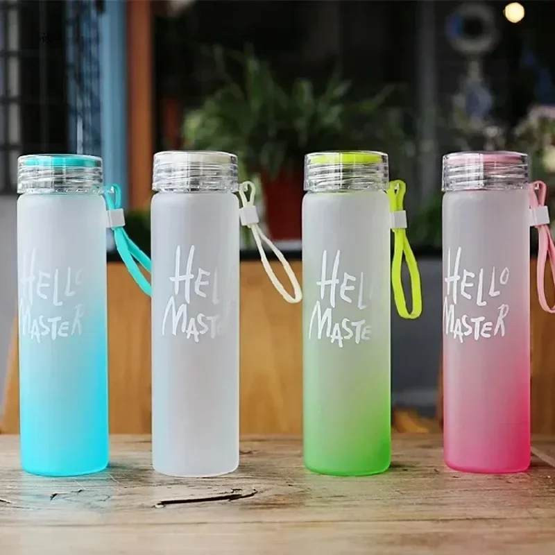 480ml Portable Sports Water Bottle Gradient Frosted Cup for Female Girls Gift Beauty Camping Tour Plastic Sport Water Bottle