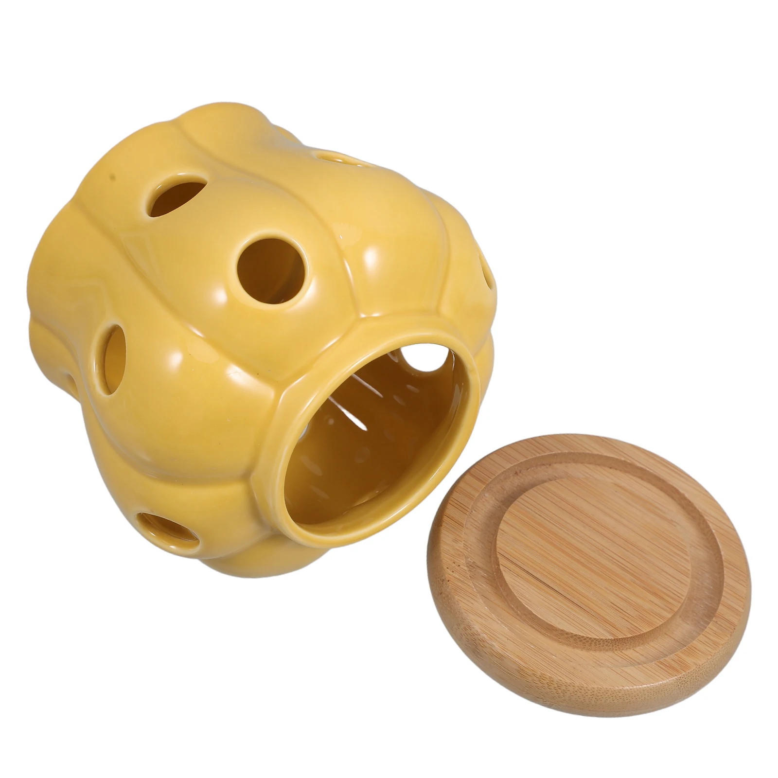 

Ceramic Garlic Storage Jar Large Capacity Hollow Design Kitchen Counter Containers Ginger Holder Ventilation System