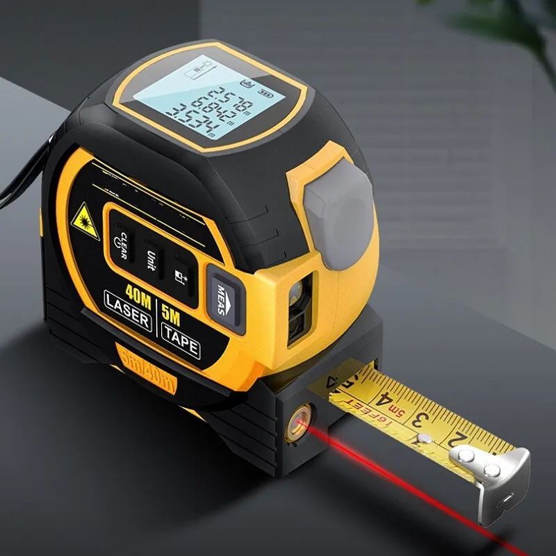 

3 in 1 Laser Digital Measuring Tape Ruler LCD Backlight Tape Laser Rangefinder Vertical Crosshair Rangefinder 40M+5M Laser Range