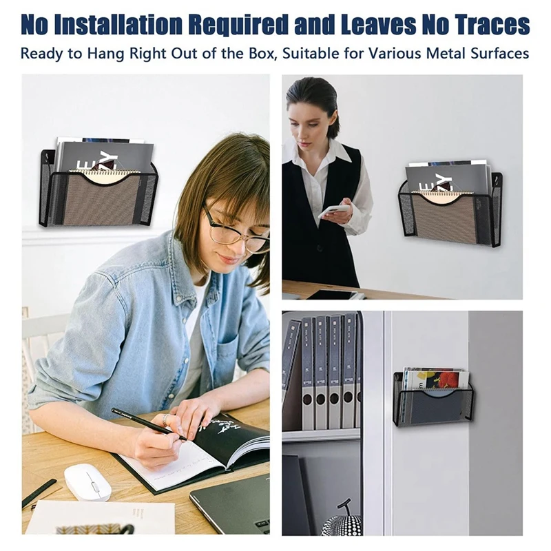 1-Tier Magnetic File Holder Magnetic File Holder Capacity Office Hanging Magazine Rack For Refrigerator, File Cabinets