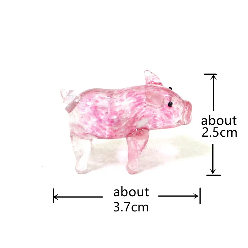 Easter Murano Glass Pig Mini Figurine Fuchsia Cute Animal Tiny Statue Craft Ornament Home Desktop Fairy Garden Room Kawaii Decor