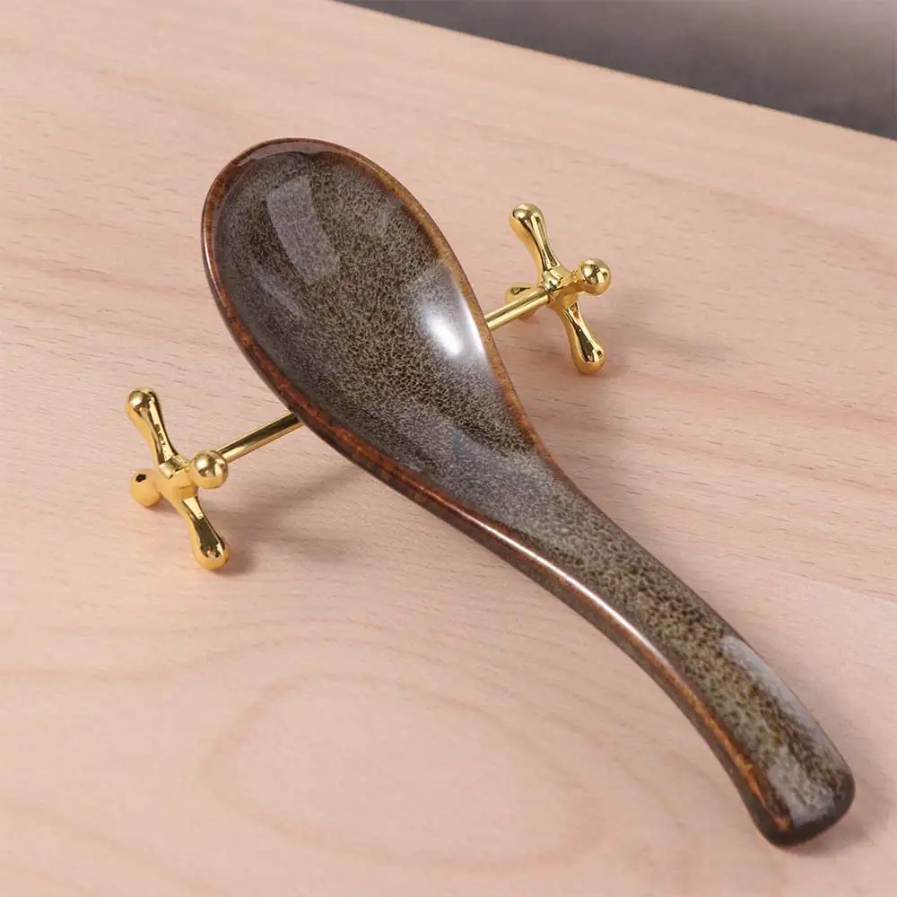 Kitchen Gadget Barbell Shape Chopstick Pillow Stainless Steel Japanese-style Spoon Holder Electroplate Fork Stand Fork